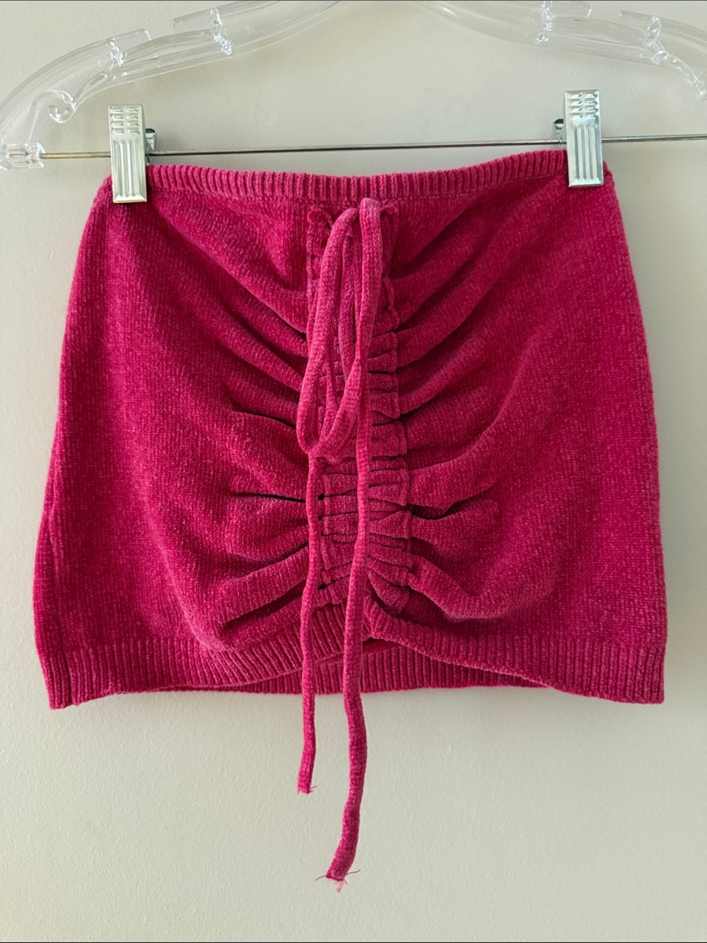 Urban Outfitters Hot Pink Ruched Drawstring Bandeau Top